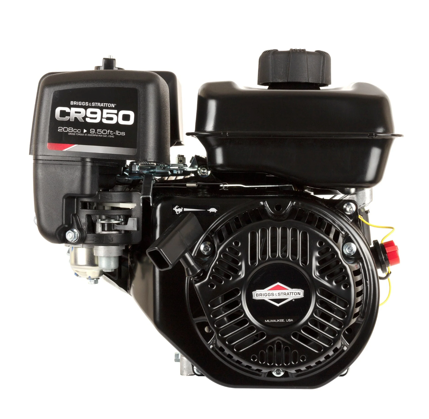 Briggs &amp; Stratton 13R232-0021-F1 9.5 GT 208cc Horizontal Shaft Engine, Front View. 