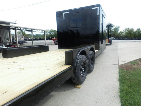 8.5x24 Hybrid Enclosed Trailer V - Nose (2) 7,000lb Axles Storage - SLE Equipment - 8