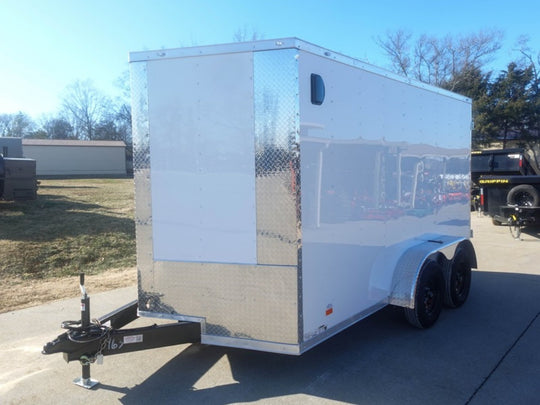 7x12 Tandem White V - Nose Enclosed Trailer - SLE Equipment - 2