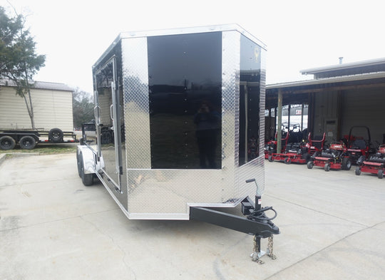 7x20 Black V - nose Hybrid Enclosed Trailer (2) 7K Axles - SLE Equipment - 5