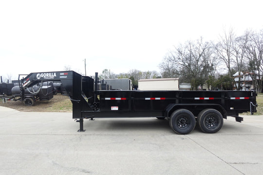 7x16 Gorilla Telescopic Gooseneck IBeam Dump Trailer 2ft Sides (2) 7K Axles - SLE Equipment - 3