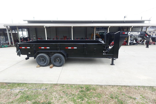 7x16 Gorilla Telescopic Gooseneck IBeam Dump Trailer 2ft Sides (2) 7K Axles - SLE Equipment - 8