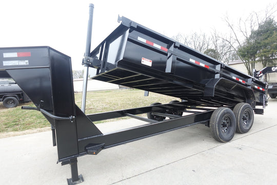 7x16 Gorilla Telescopic Gooseneck IBeam Dump Trailer 2ft Sides (2) 7K Axles - SLE Equipment - 15