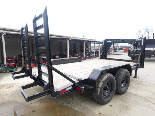 7x14 Gooseneck Equipment Trailer (2) 7K Axles with Stand - Up Ramps 14k Gvwr - SLE Equipment - 6