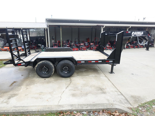 7x14 Gooseneck Equipment Trailer (2) 7K Axles with Stand - Up Ramps 14k Gvwr - SLE Equipment - 7