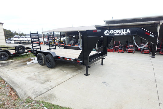 7x14 Gooseneck Equipment Trailer (2) 7K Axles with Stand - Up Ramps 14k Gvwr - SLE Equipment - 8