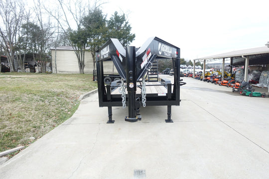 7x16 Gooseneck Equipment Trailer (2) 7K Axles with Stand - Up Ramps - SLE Equipment - 1