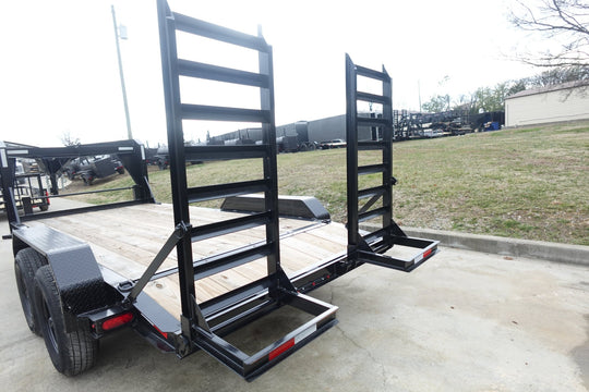 7x16 Gooseneck Equipment Trailer (2) 7K Axles with Stand - Up Ramps - SLE Equipment - 7