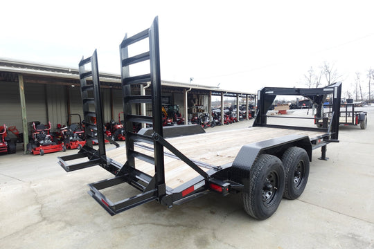 7x16 Gooseneck Equipment Trailer (2) 7K Axles with Stand - Up Ramps - SLE Equipment - 9