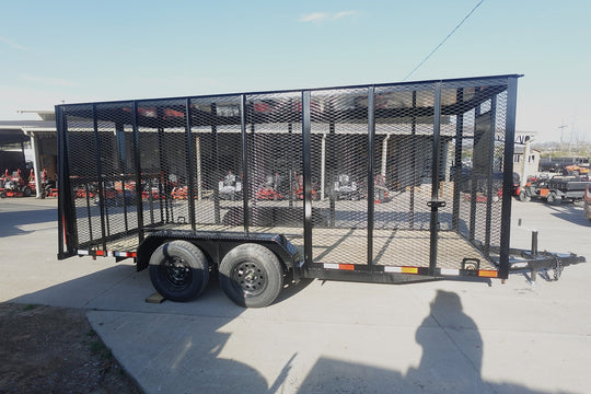 6.4x16 Straight Deck Utility Trailer 6ft Mesh Sides with Metal Roof (2) 3,500lb Axles - SLE Equipment - 3