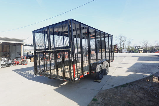 6.4x16 Straight Deck Utility Trailer 6ft Mesh Sides with Metal Roof (2) 3,500lb Axles - SLE Equipment - 5