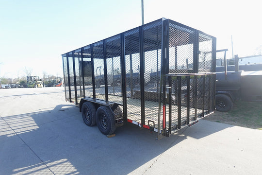 6.4x16 Straight Deck Utility Trailer 6ft Mesh Sides with Metal Roof (2) 3,500lb Axles - SLE Equipment - 7