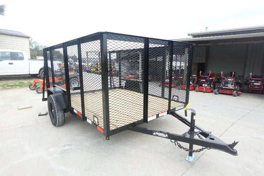 6.4x10 Utility Trailer with 4ft Mesh Sides 3500lb Axle Dovetail - SLE Equipment - 1