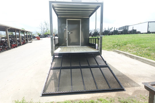 7x16 Charcoal V Nose Hybrid Enclosed Trailer (2) 5200lb Axles with Brakes - SLE Equipment - 8