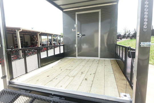 7x16 Charcoal V Nose Hybrid Enclosed Trailer (2) 5200lb Axles with Brakes - SLE Equipment - 9