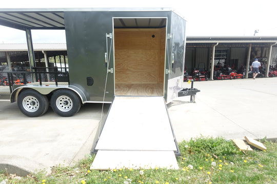 7x16 Charcoal V Nose Hybrid Enclosed Trailer (2) 5200lb Axles with Brakes - SLE Equipment - 11