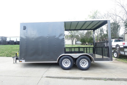 7x16 Charcoal V Nose Hybrid Enclosed Trailer (2) 5200lb Axles with Brakes - SLE Equipment - 3