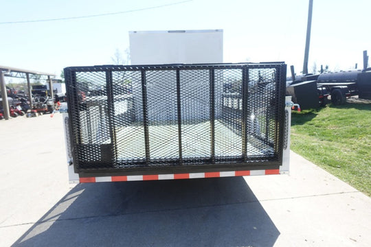 7x18 White Hybrid Enclosed V Nose (2) 7K Axles 2 Ft Fold Down Mesh Sides Pintle Hitch - SLE Equipment - 9