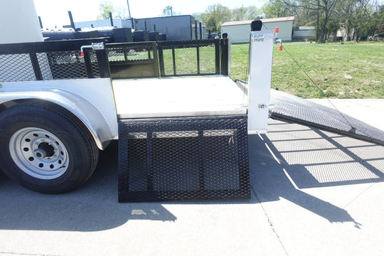 7x18 White Hybrid Enclosed V Nose (2) 7K Axles 2 Ft Fold Down Mesh Sides Pintle Hitch - SLE Equipment - 13