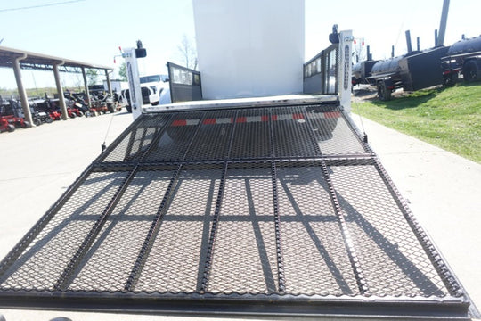7x18 White Hybrid Enclosed V Nose (2) 7K Axles 2 Ft Fold Down Mesh Sides Pintle Hitch - SLE Equipment - 15