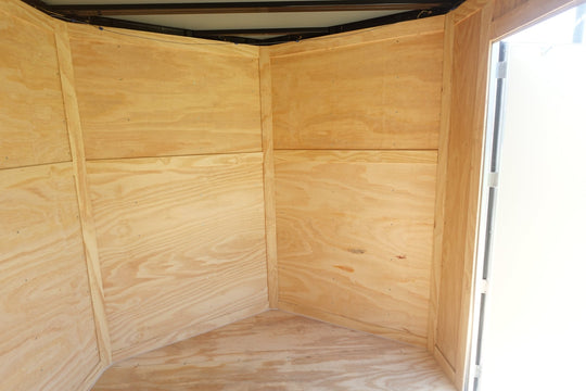 7x18 White Hybrid Enclosed V Nose (2) 7K Axles 2 Ft Fold Down Mesh Sides Pintle Hitch - SLE Equipment - 22