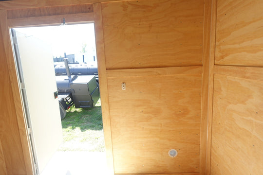 7x18 White Hybrid Enclosed V Nose (2) 7K Axles 2 Ft Fold Down Mesh Sides Pintle Hitch - SLE Equipment - 23