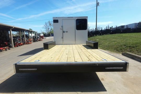 8.5x24 White Hybrid Enclosed V nose (2) 7K axles (2) 30x30 Windows No rails Pintle Hitch - SLE Equipment - 8