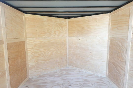 8.5x24 White Hybrid Enclosed V nose (2) 7K axles (2) 30x30 Windows No rails Pintle Hitch - SLE Equipment - 12