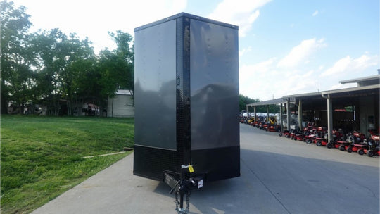 7x20 V Nose Charcoal With Black Out Trim Enclosed Trailer (2) 3500 LB Axles 9 Ft Interior height Barn Doors - SLE Equipment - 2