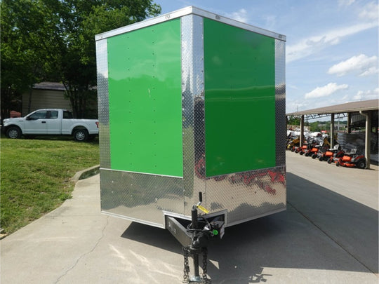 8.5x24 V Nose Neon Green Enclosed Trailer (2) 5200 LB Axles With Brakes 7 Ft Interior Height - SLE Equipment - 2