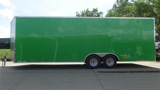 8.5x24 V Nose Neon Green Enclosed Trailer (2) 5200 LB Axles With Brakes 7 Ft Interior Height - SLE Equipment - 1