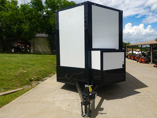 8.5' x 24' White Hybrid Trailer w/ Roof – Covered Rear Deck & Generator Box - SLE Equipment - 2