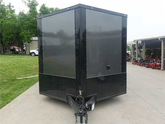 8.5x20 Charcoal Blackout Trim VNose Hybrid Enclosed Trailer Roof (2) 3500lb Axles 50 AMP Electrical Package - SLE Equipment - 2