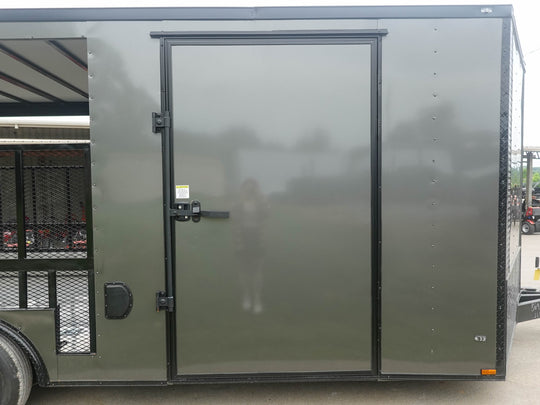 8.5x20 Charcoal Blackout Trim VNose Hybrid Enclosed Trailer Roof (2) 3500lb Axles 50 AMP Electrical Package - SLE Equipment - 4