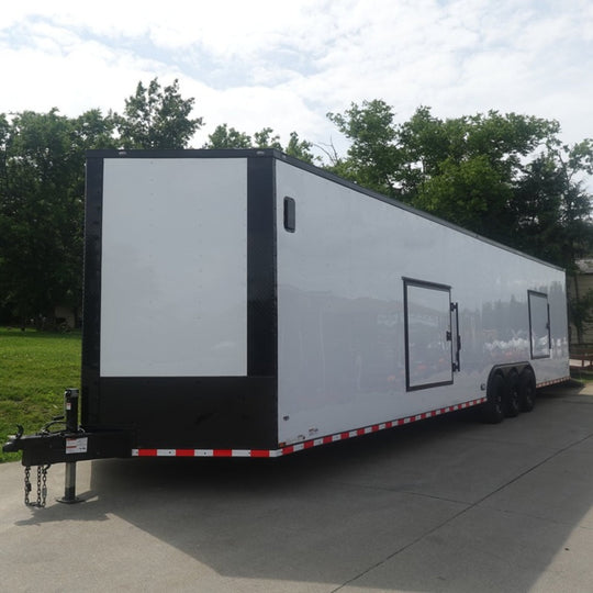 8.5X36 White With Black Out Enclosed Trailer With Escape Doors E Track Floor (3) 7K Axles 21K GVWR - SLE Equipment - 1