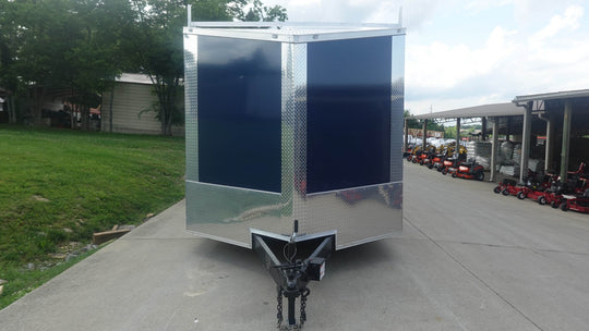 8.5x24 Blue V - Nose Slant Top Enclosed Trailer (2) 5200lb Axles Ladder Racks - SLE Equipment - 2