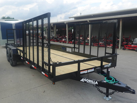 7x20 Heavy Duty Straight Deck Utility Trailer (2) 5,200lb Axles With (2) Side Gates 10K GVWR - SLE Equipment - 1