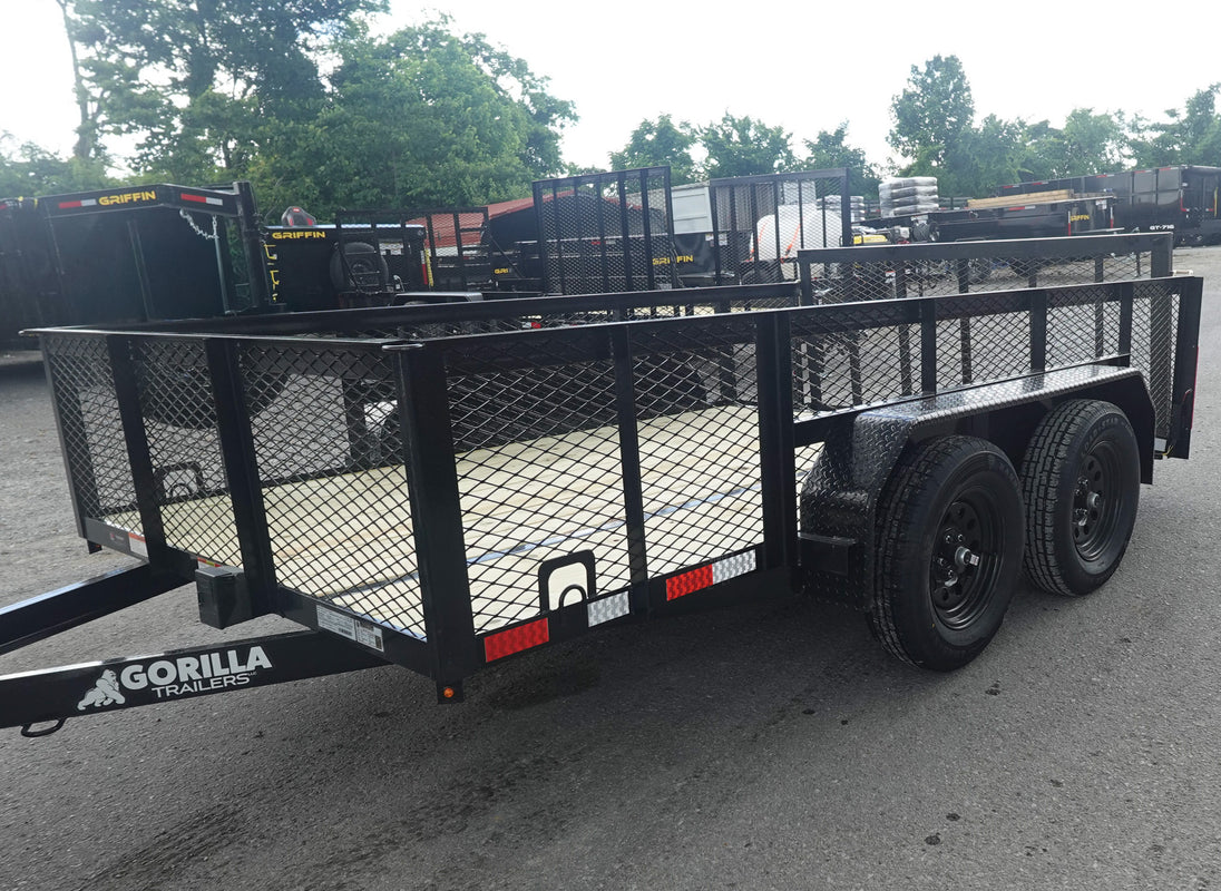 7' X 12' Dovetail Utility Trailer 2ft Mesh (2) 3500lb Axles - SLE Equipment - 1