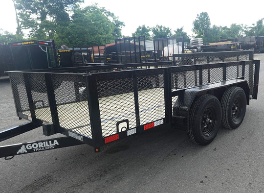 7' X 12' Dovetail Utility Trailer 2ft Mesh (2) 3500lb Axles - SLE Equipment - 1