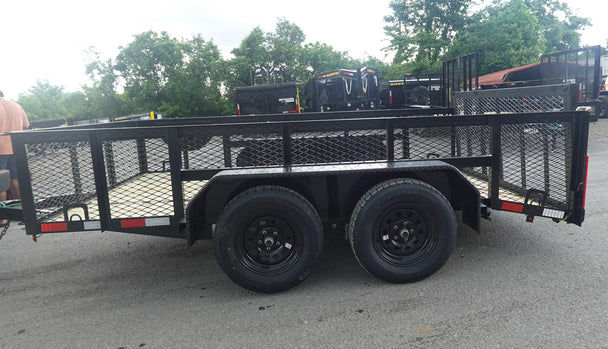 7' X 12' Dovetail Utility Trailer 2ft Mesh (2) 3500lb Axles - SLE Equipment - 2