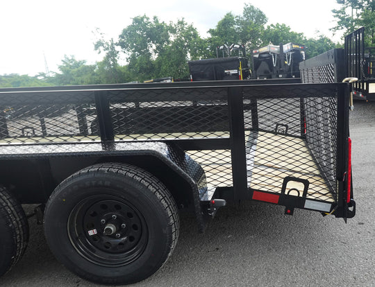 7' X 12' Dovetail Utility Trailer 2ft Mesh (2) 3500lb Axles - SLE Equipment - 3