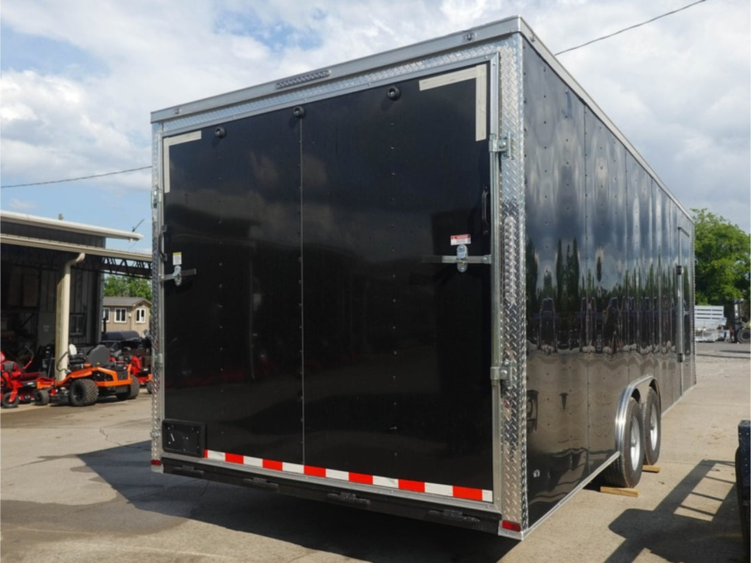 8.5X24 Black Enclosed Trailer (2) 5,200lb Axles Escape Door Rear Right