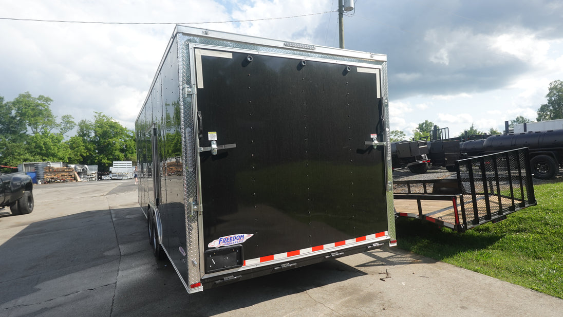 8.5X24 Black Enclosed Trailer (2) 5,200lb Axles Escape Door Rear Left