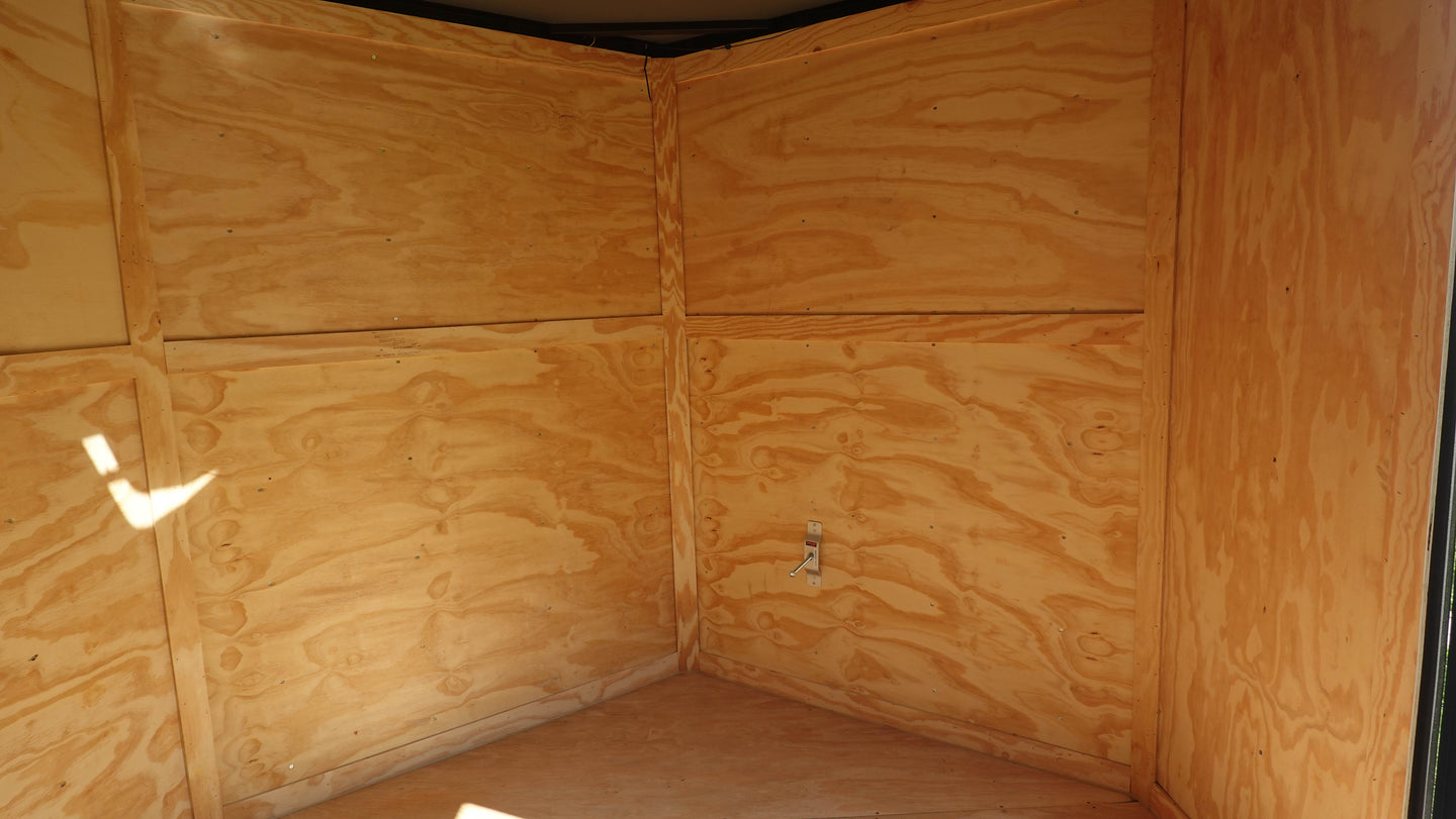 8.5x24 Black W/Black Out Hybrid Enclosed Trailer V-Nose (2) 7,000lb With Rails Front Enclosed