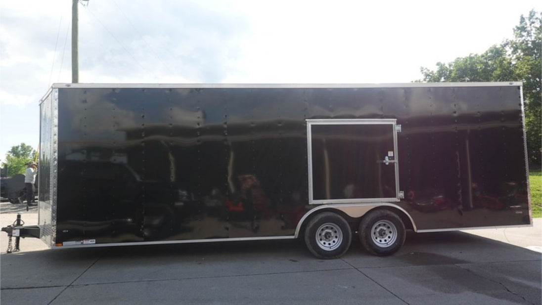 8.5X24 Black Enclosed Trailer (2) 5,200lb Axles Escape Door Left Side
