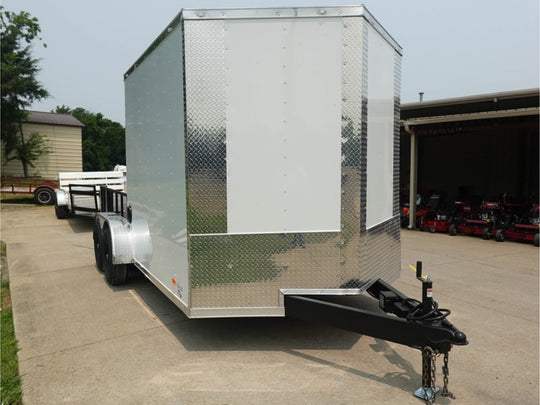 7x16 Tandem White V - Nose Hybrid Enclosed Trailer - SLE Equipment - 3