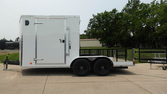 7x16 Tandem White V - Nose Hybrid Enclosed Trailer - SLE Equipment - 5