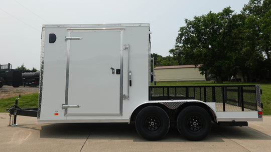 7x16 Tandem White V - Nose Hybrid Enclosed Trailer - SLE Equipment - 4