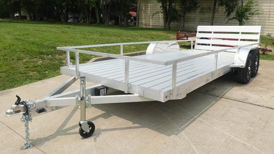 7' x 18' All Aluminum Utility Trailer Dual Axle Straight Deck - SLE Equipment - 1
