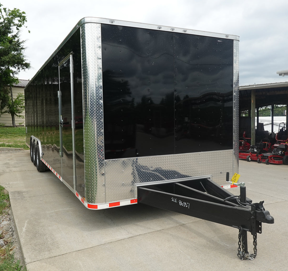 8.5x32 Black Enclosed Car Hauler Trailer With Ramp and side door (3) 7K Axles 21k GVWR - SLE Equipment - 2